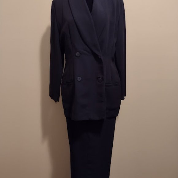 Dani Max Petite, 2pc Navy-Blue, Pant Suit, Size-14, No Hem, Dry Cleaned - Picture 1 of 7